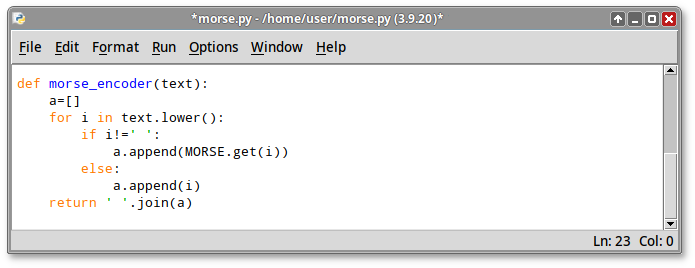 Python IDLE3. Окно редактора