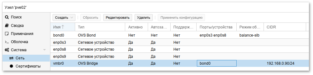 OVS Bond в качестве порта моста