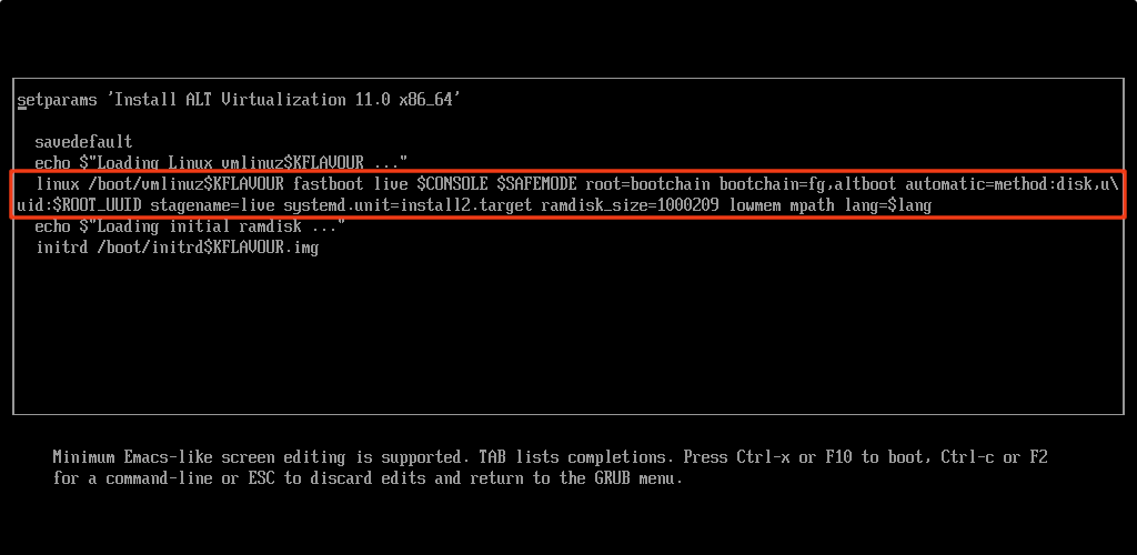 Редактор параметров пункта загрузки