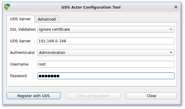 OpenUDS. UDS Actor Configuration