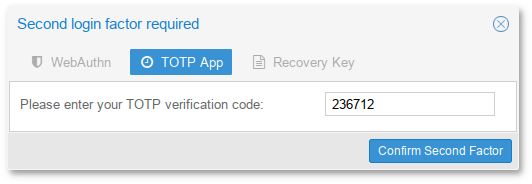 PBS. Запрос второго фактора (TOTP) при аутентификации пользователя в веб-интерфейсе