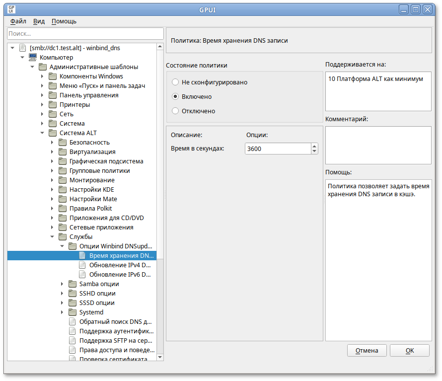Время хранения DNS записи