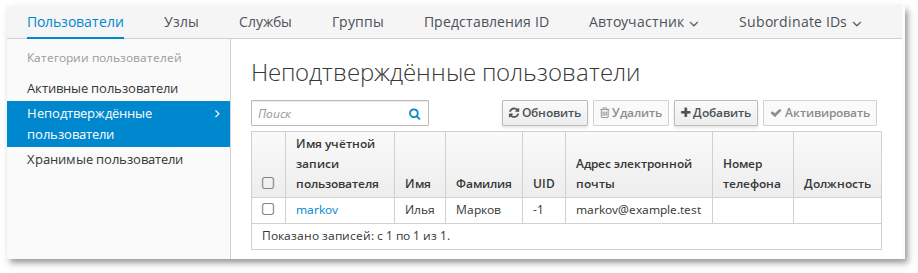 Управление пользователями