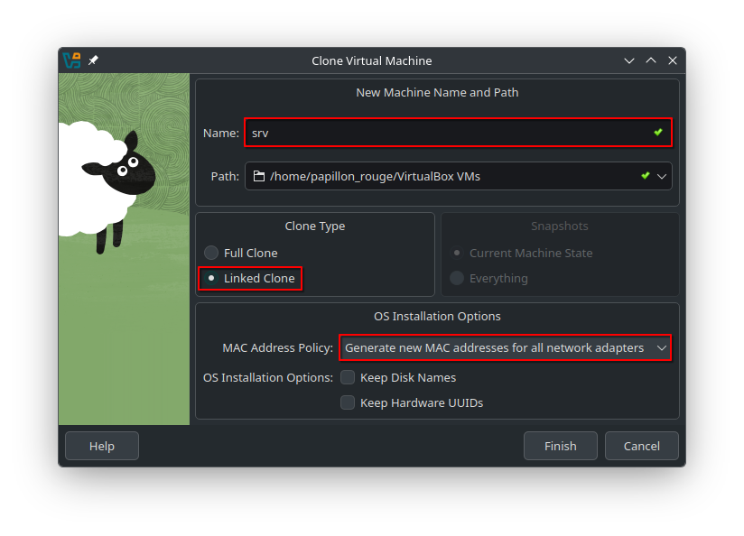 Создание связной копии ВМ при клонировании