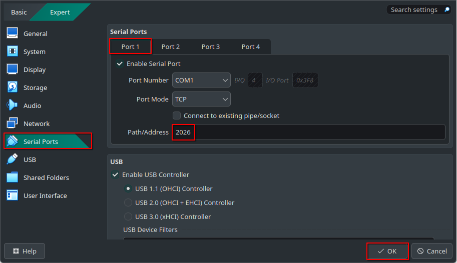 Задание уникального поля порта на связной копии ВМ
