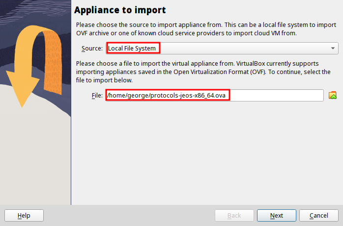 Выбор скачанного образа ВМ