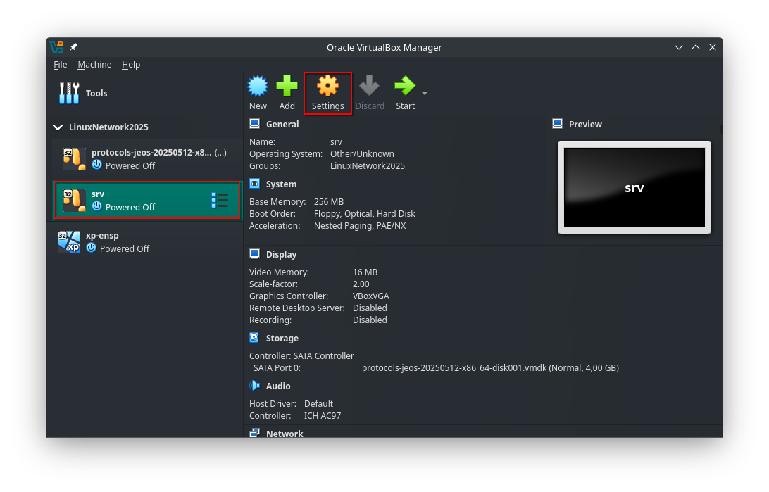Переход в меню настроек связной копии ВМ