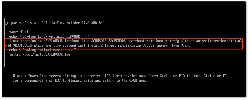 Редактор параметров пункта загрузки