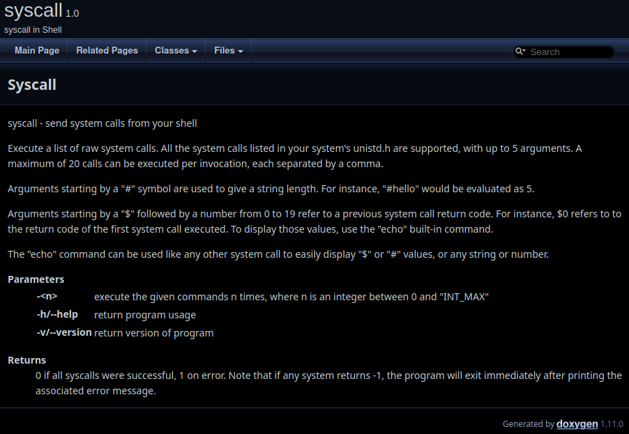 Doxygen. Главная страница